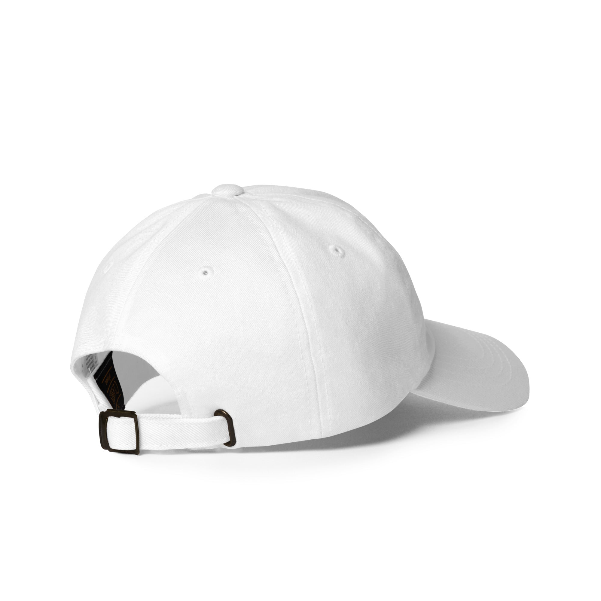 Frères de la Sarre Cap Sarrebruck Retro - Saarbrücken Kappe mit gesticktem hellblau-hellroten Design in weiß Rückansicht