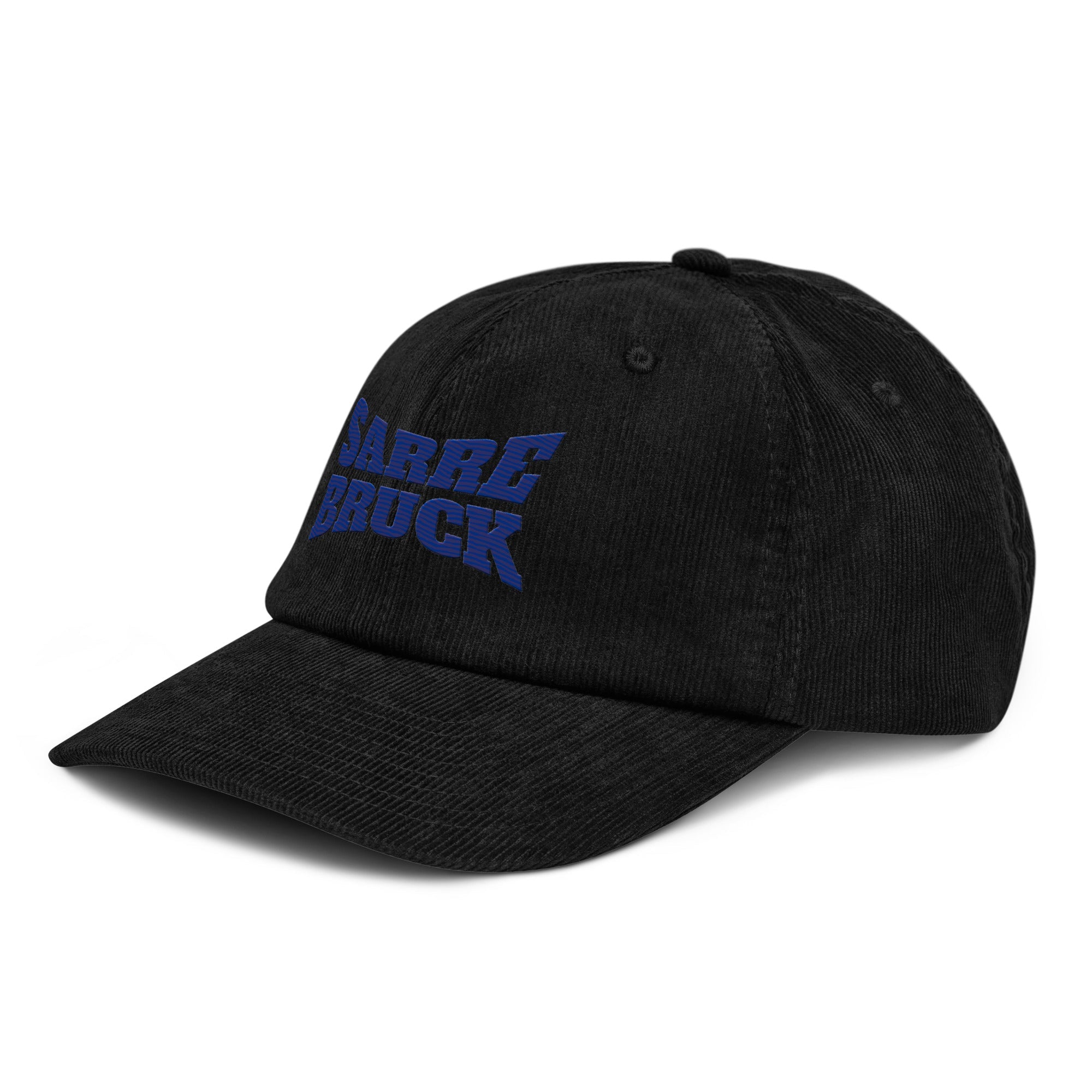 Frères de la Sarre Saarbrücken Cord Cap Sarrebruck Sports mit gesticktem blauen Saarbrücken Schriftzug auf schwarzer Cap
