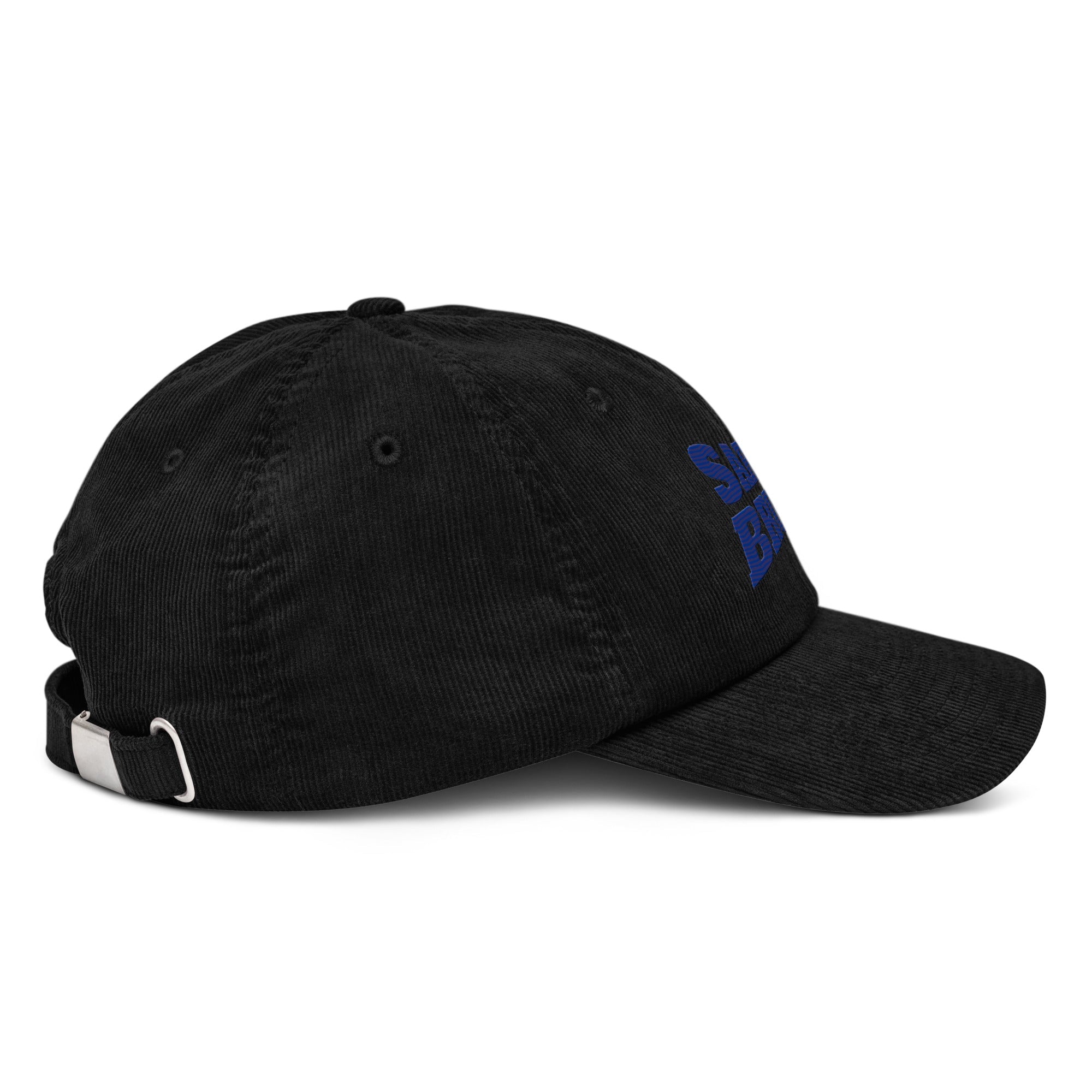 Frères de la Sarre Saarbrücken Cord Cap Sarrebruck Sports mit gesticktem blauen Saarbrücken Schriftzug auf schwarzer Cap