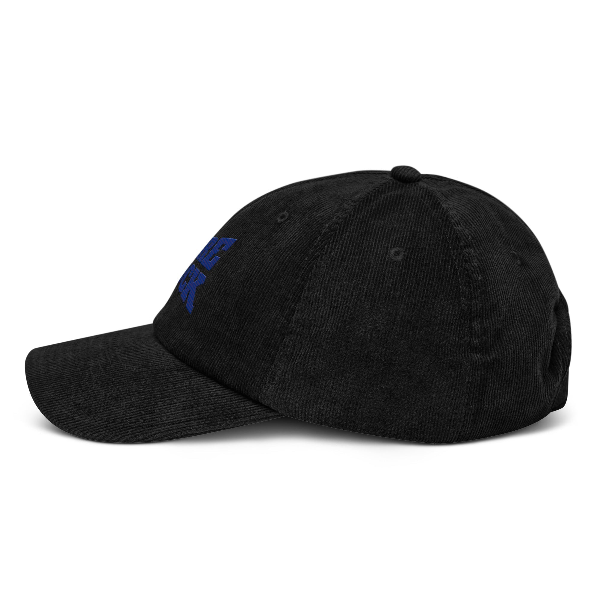 Frères de la Sarre Saarbrücken Cord Cap Sarrebruck Sports mit gesticktem blauen Saarbrücken Schriftzug auf schwarzer Cap