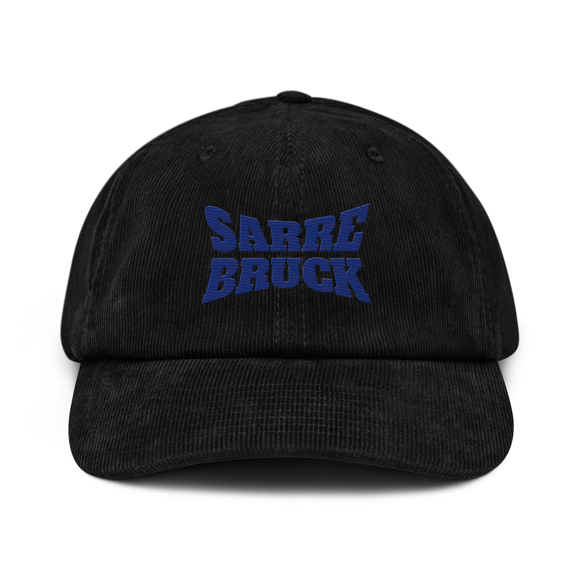 Frères de la Sarre Saarbrücken Cord Cap Sarrebruck Sports mit gesticktem blauen Saarbrücken Schriftzug auf schwarzer Cap
