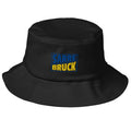 Frères de la Sarre Fischerhut in im blau schwarzen Stil mit dem gestickten Saarbrücken Logo in schwarz - Front-Ansicht