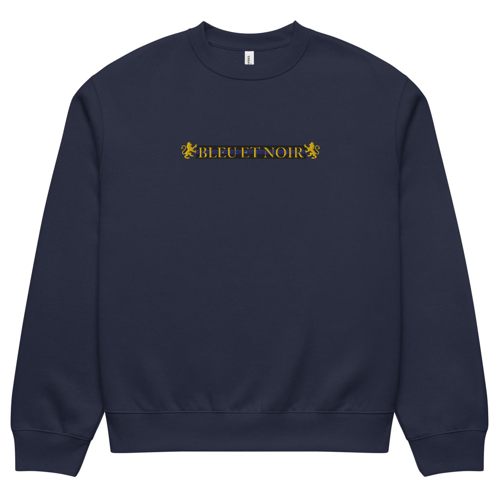 FDLS gestickter Oversize Sweater - Bleu et noir navy - FRÈRES DE LA SARRE