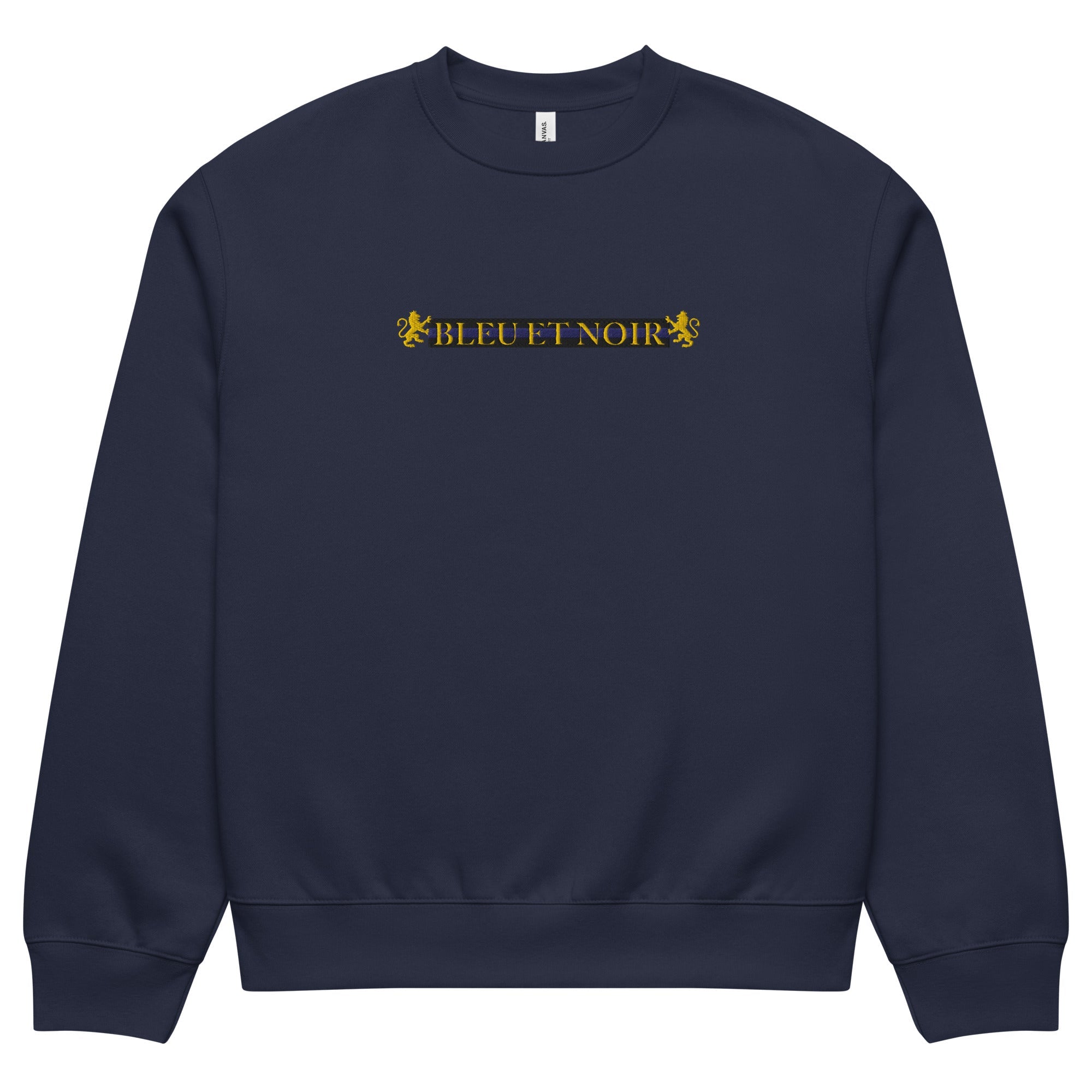 FDLS gestickter Oversize Sweater - Bleu et noir navy - FRÈRES DE LA SARRE
