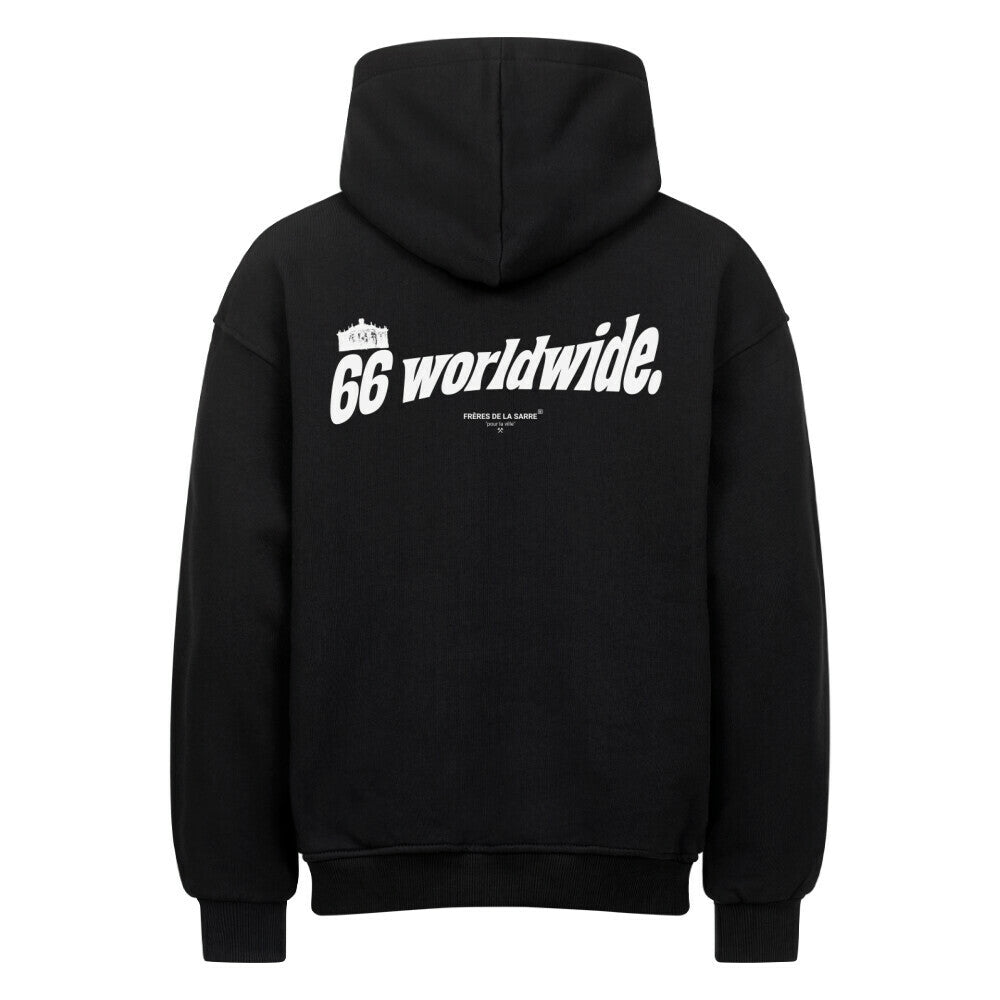 Frères de la Sarre Hoodie mit weißem 66 Backprint und der Ludwigskirche in schwarz - Back
