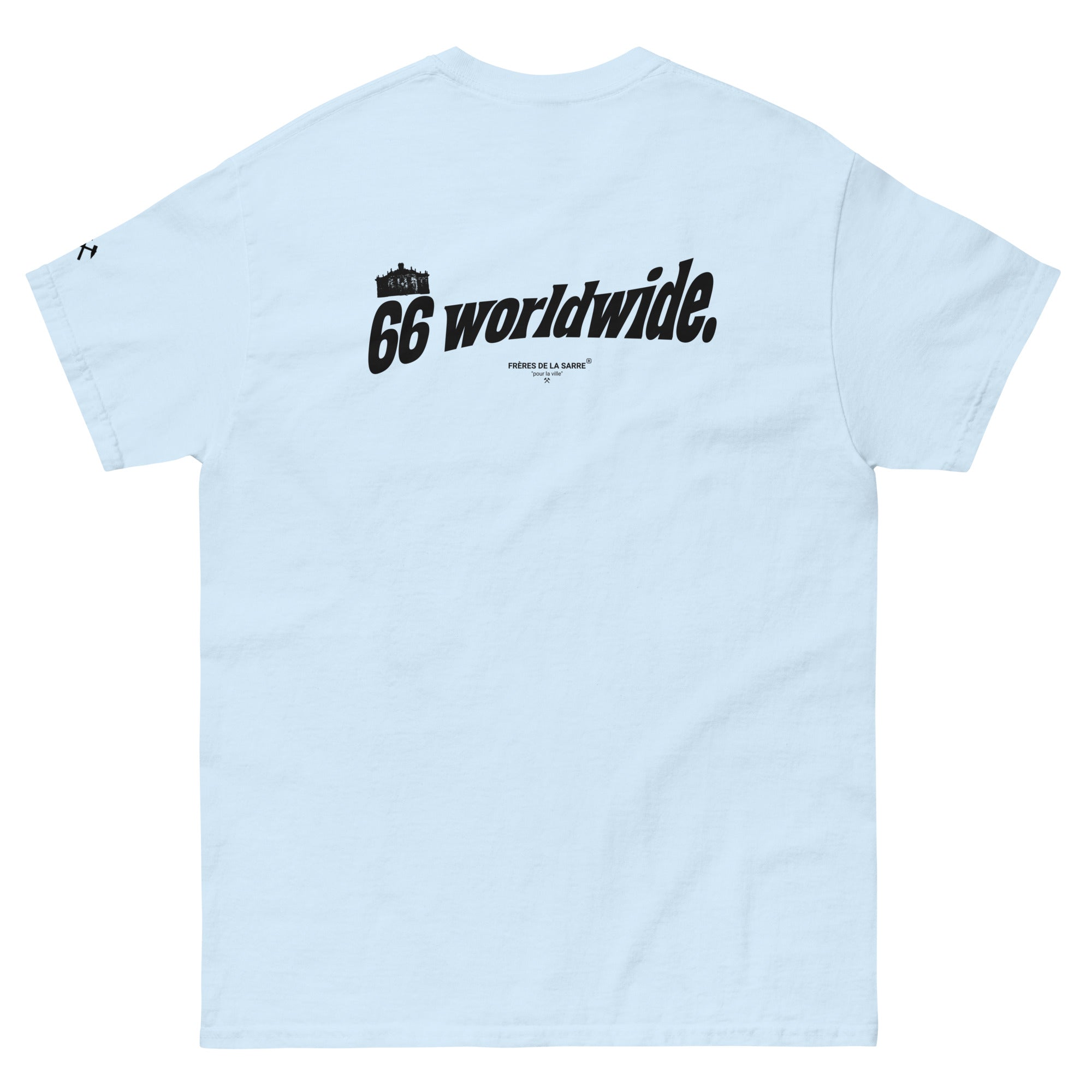 Frères de la Sarre Saarbrücken Sweater mit dem 66 worldwide Backprint und der Ludwigskirche in babyblau - Back