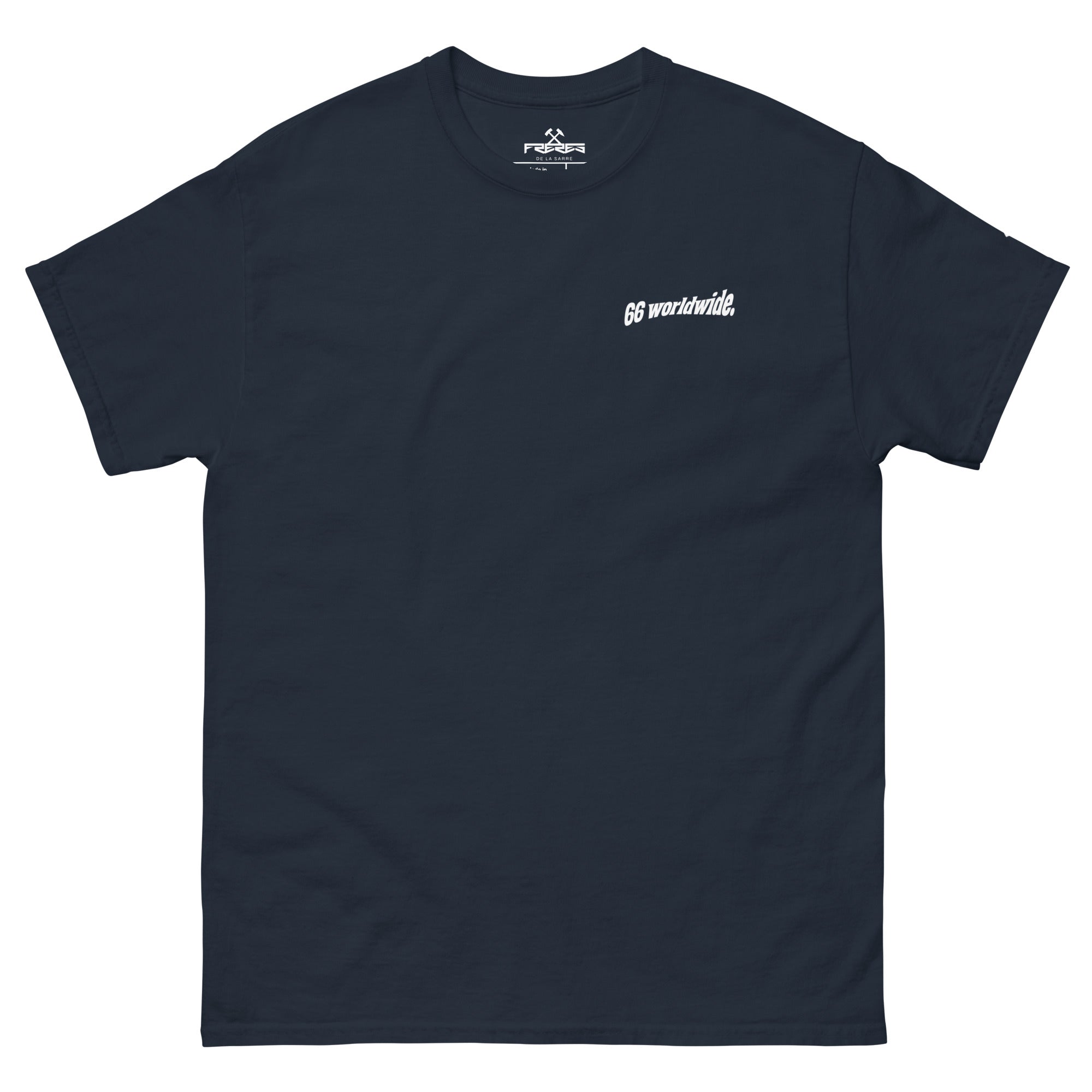 Frères de la Sarre Saarbrücken Sweater mit dem 66 worldwide Backprint und der Ludwigskirche in navy - Front