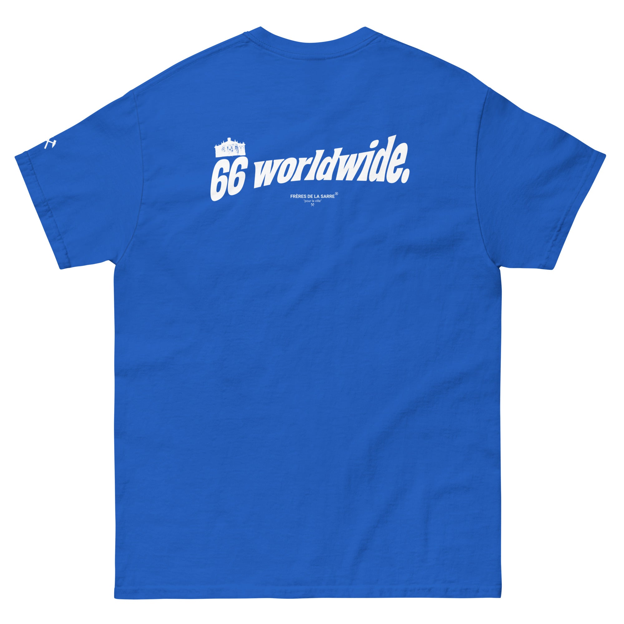 Frères de la Sarre Saarbrücken Sweater mit dem 66 worldwide Backprint und der Ludwigskirche in blau - Back