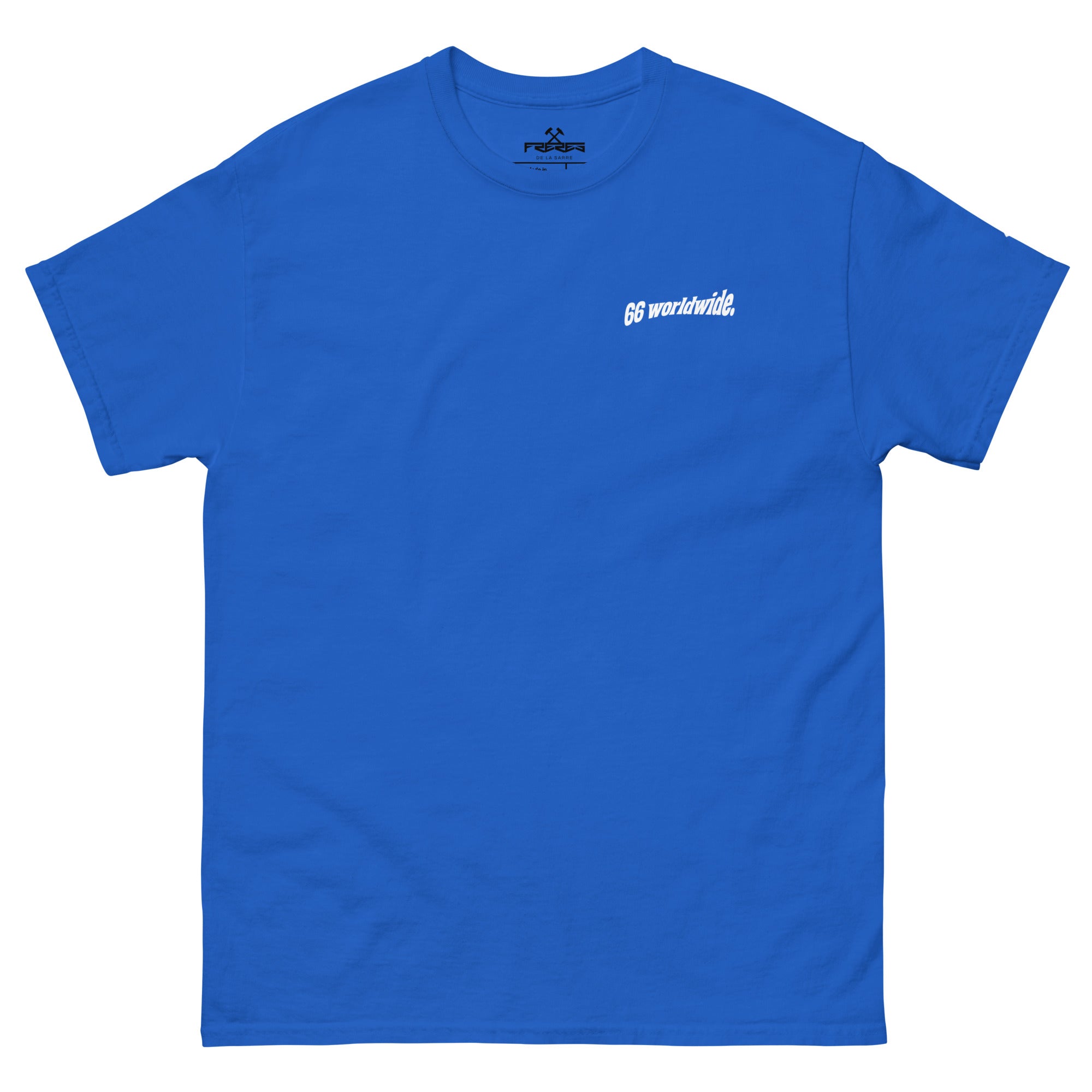 Frères de la Sarre Saarbrücken Sweater mit dem 66 worldwide Backprint und der Ludwigskirche in blau - Front
