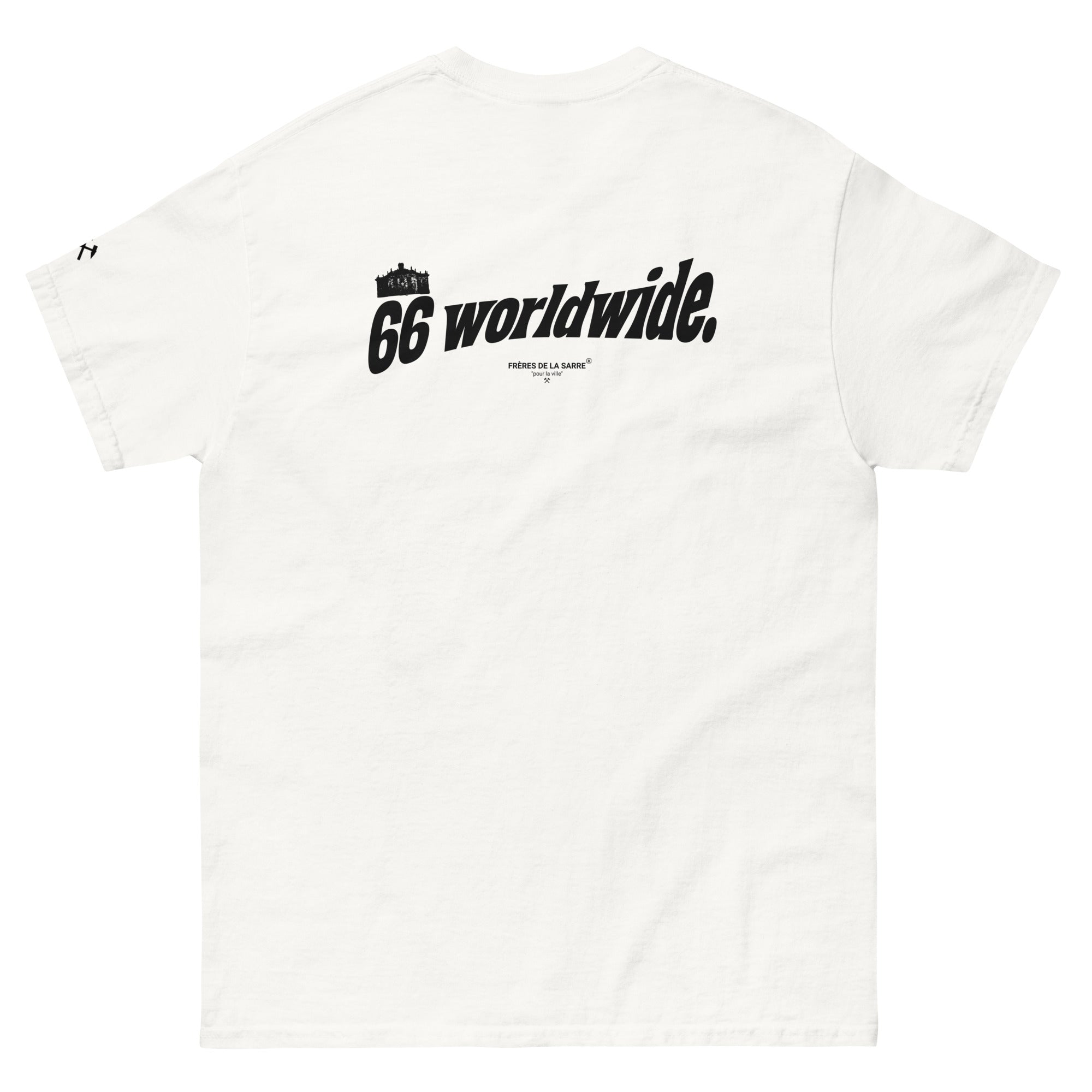 Frères de la Sarre Saarbrücken Sweater mit dem 66 worldwide Backprint und der Ludwigskirche in weiß - Back