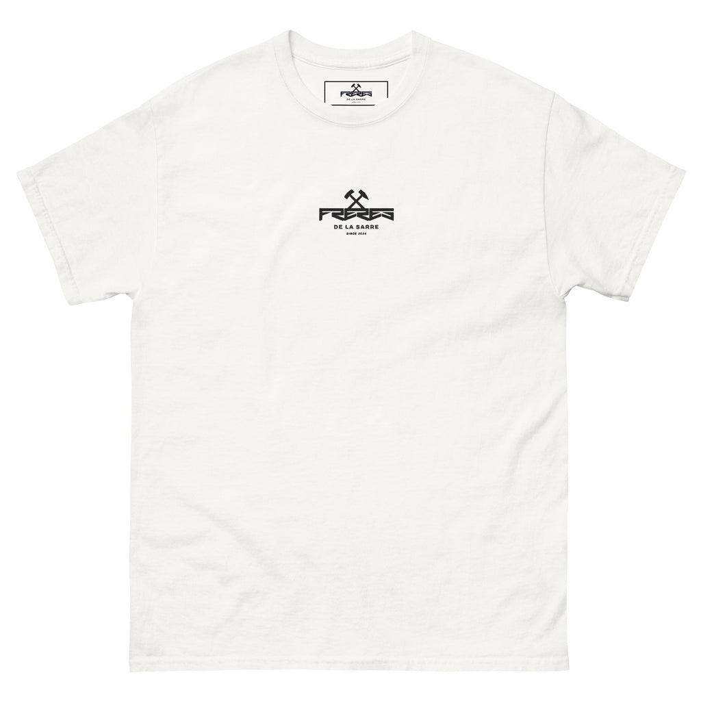 Frères de la Sarre Shirt mit St. Johanner Markt Backprint weiß