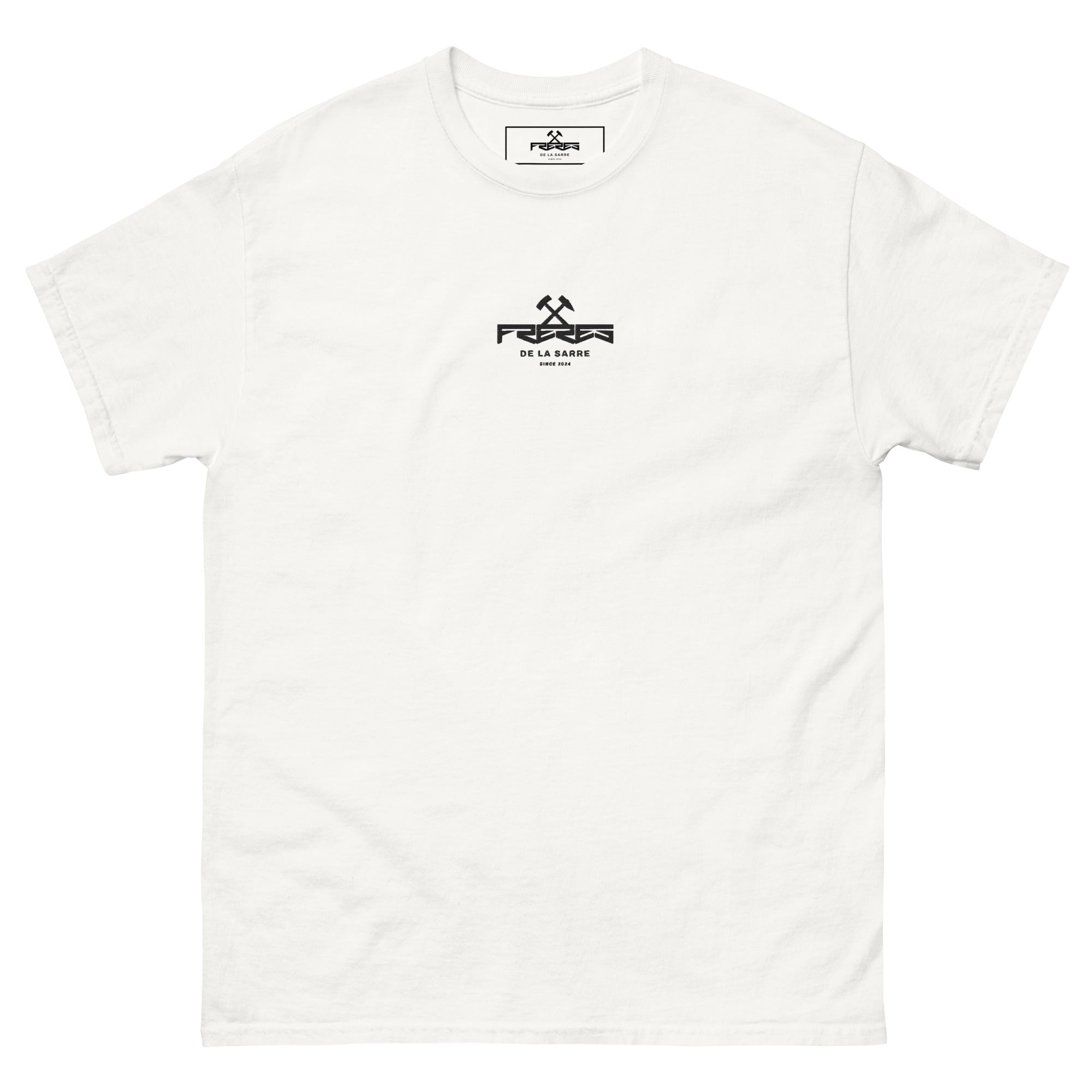 Frères de la Sarre Shirt mit St. Johanner Markt Backprint weiß