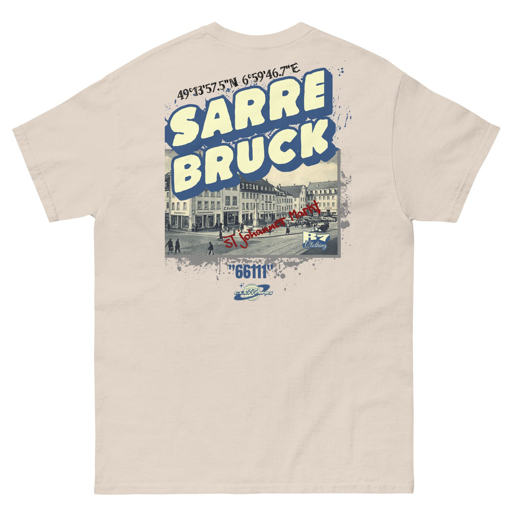 Frères de la Sarre Shirt mit St. Johanner Markt Backprint beige